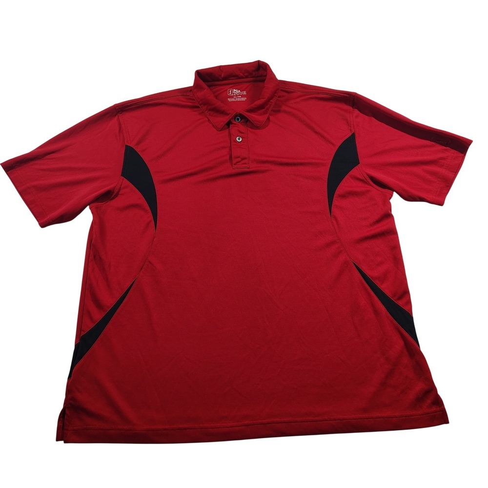 PGA Tour Mens XL Red Black Airflux Performance Golf Polo Shirt Short Sleeve